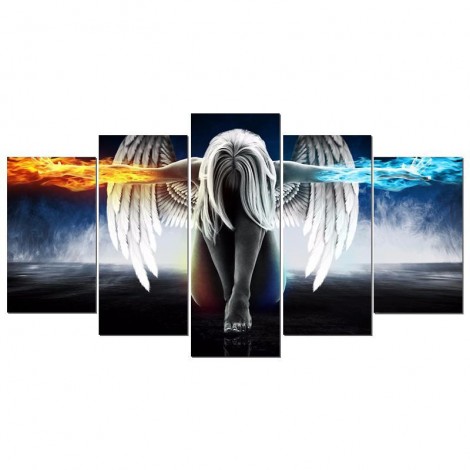 2019 Large Size 5pcs Angel Wings Multi Panel 5d Diy Diamond Painting Kits UK VM9702