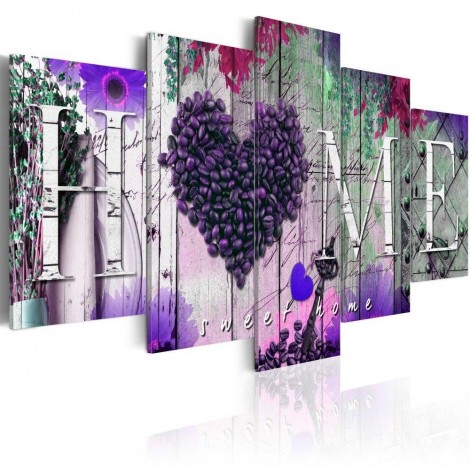 5pcs 2019 Hot Sweet Home Heart Multi Panel 5d Diy Diamond Painting Kits UK VM9787