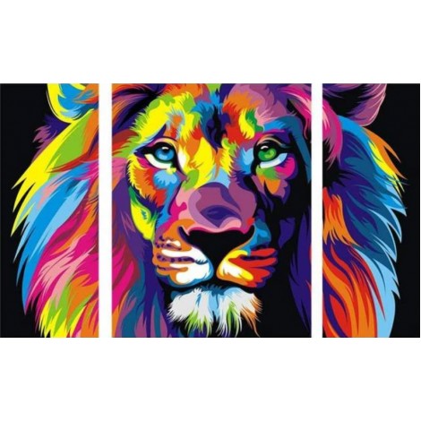 Multi Panel Lion Embroidery 5D DIY Full Drill Diamond Painting Kits UK QB6428