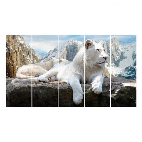 Multi Panel Lion Embroidery 5D DIY Full Drill Diamond Painting Kits UK QB8023