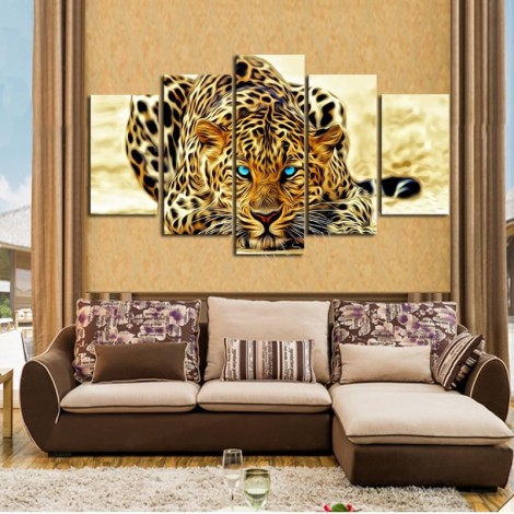 5pcs 5D DIY Diamond Painting Leopard Embroidery Cross Stitch Rhinestone Kits VM90523