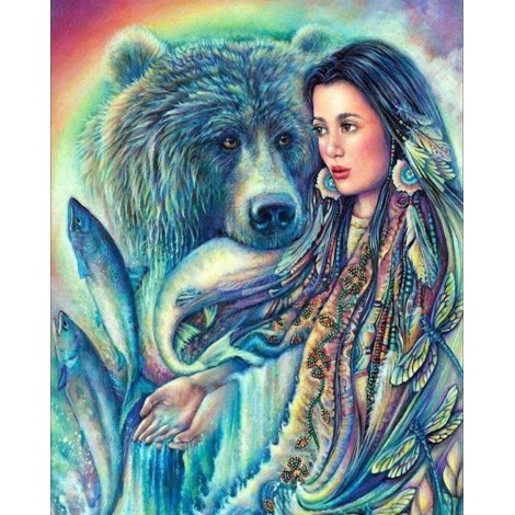 Oil Painting Style Beauty And Animal 5d Diy Cross Stitch Diamond Painting Kits UK QB5918