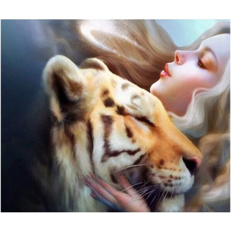 Popular Watercolor Beauty And Tiger Diamond Painting Kits UK AF9333