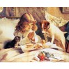 Girl Cats Dogs Cake Embroidery Full Diamond Cross Stitch VM91034