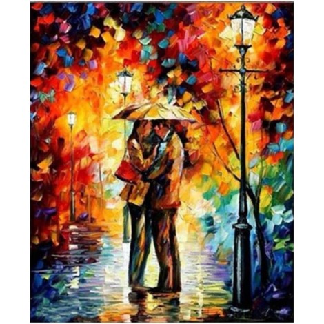 Modern Art Styles  Kiss Under The Umbrella Diamond Painting Kits AF9412