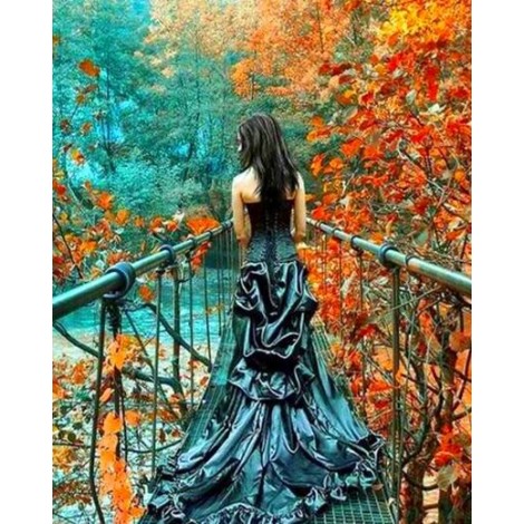 2019 Landscape Autumn Nature Girl 5d Crystal Diamond Painting Kits UK VM20029