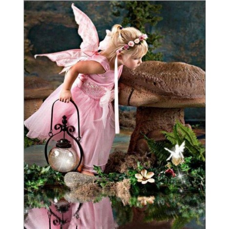Pink Fairy Portrait Pattern Diy 5d Full Diamond Painting Kits UK QB5897