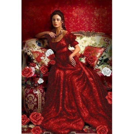Red Woman Full Drill 5D DIY Diamond Painting Kits UK VM92227