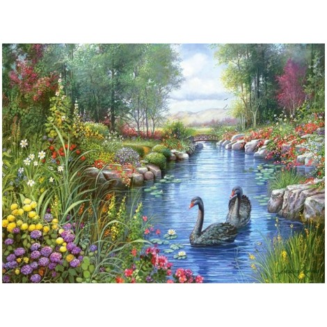 2019 Hot Sale Spring Landscape Swan Home Decor 5d DIY Diamond Painting Kits UK VM8179