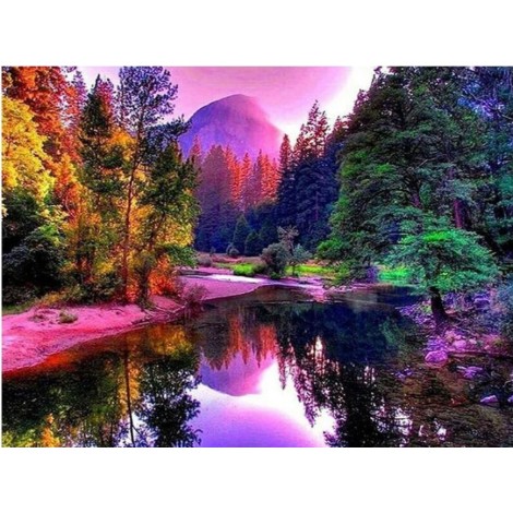 Autumn colors Quiet forest lake Diamond Painting Kits AF9539