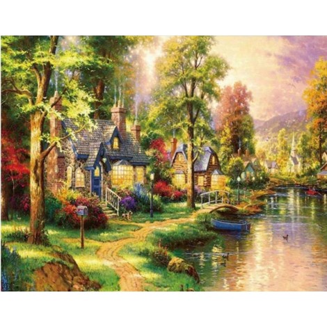 Autumn Series Pretty Colorful Cottage Diamond Painting Kits UK AF9620