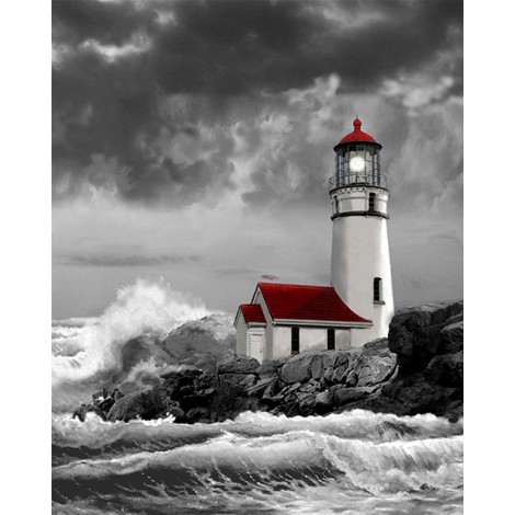 2019 New Hot Sale Lighthouse Seaside Landscape 5d Diy Diamond Painting Kits UK VM9052