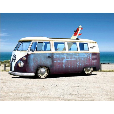 5D DIY Diamond Painting Kits UK Seaside Bus Cross Stitch Rhinestone VM88368