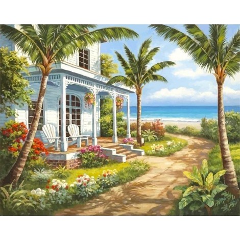 Beach House Scenic Landscape 5D DIY Diamond Painting Kits UK VM90551