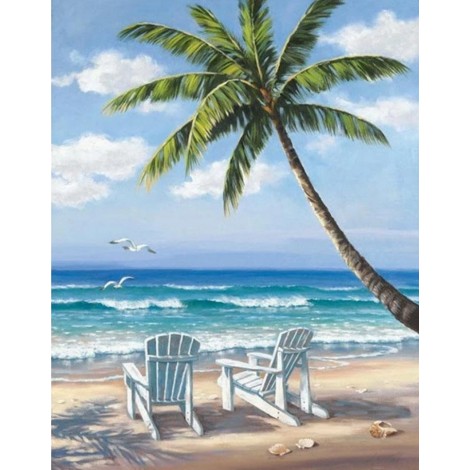 2019 New Hot Sale Beach Seaside Palm Tree 5d Diy Diamond Painting Kits UK VM8023