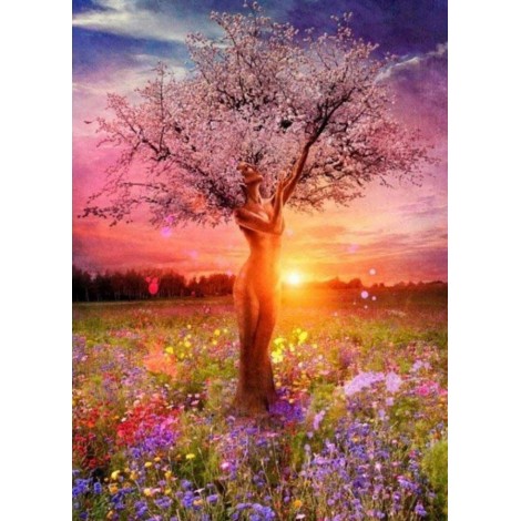 New Arrival  Lavender Charming Tree On Prairie 5d Diy Diamond Painting UK VM1026