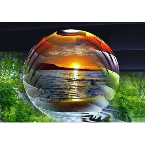 Beautiful sunset In Crystal Ball Diamond Painting Idea Af9714
