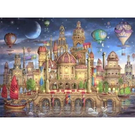 Full Drill Cartoon Castle 5D Diy Cross Stitch Diamond Painting Kits UK NA0042