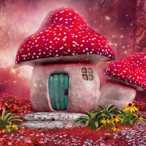 Fantasy Special Magic Forest Mushroom House 5d Diy Diamond Painting Kits UK VM4171