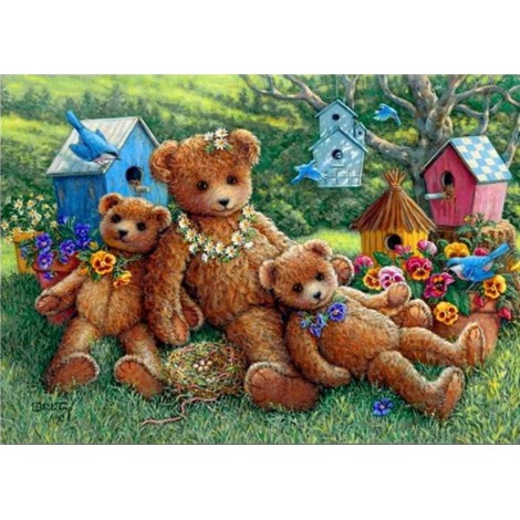 Kids Gift Cartoon Styles Three Teddy Bears Diamond Painting Kits UK AF9705