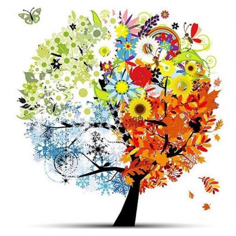 Four Season Trees Full Drill 5D DIY Diamond Painting Kits UK VM90989