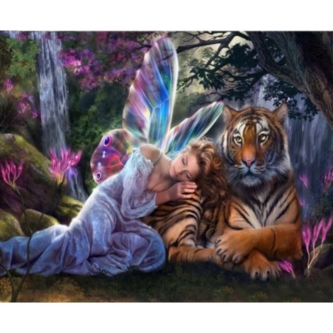 2019 Dream Fairy And Tiger 5d Diamond Painting Kits UK VM1005