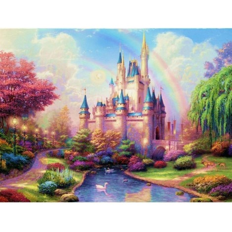 Oil Painting Style Fantasy Castle 5D Diy Embroidery Cross Stitch Diamond Painting Kits UK NA0017