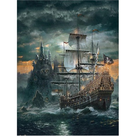 Full Square Drill Dream Castle Ship 5D Diy Embroidery Cross Stitch Diamond Painting Kits UK NA0043