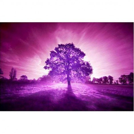 Purple style Beautiful Tree With Evening SunShine Diamond Painting Kits Af9607