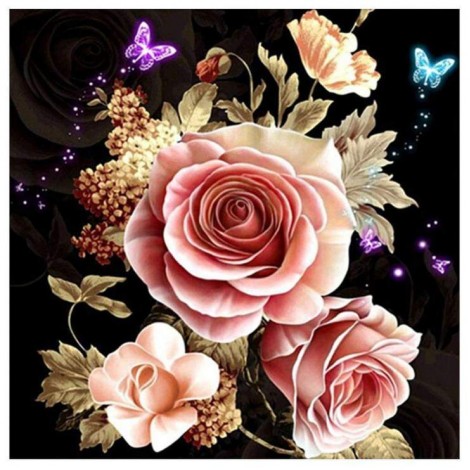 Romantic Modern Art Styles Pink Rose Diamond Painting Kits UK AF9311
