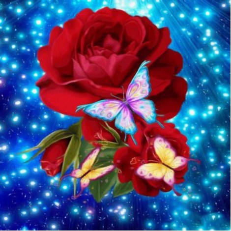Dream Series Hot Sale Butterfly Red Rose Diamond Painting Kits UK AF9314