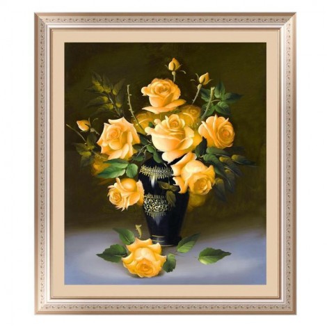 Popular Oil Painting Styles Wall  Decoration Yellow Rose Diamond Painting Kits UK AF9331