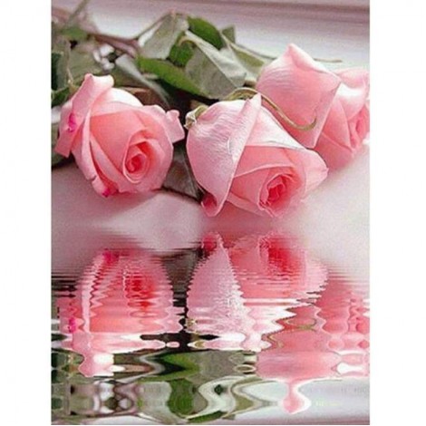 Pretty Pink Rose With Reflection Diamond Painting Kits UK AF9336