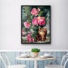 Popular Modern Art Styles Roses With Cat Diamond Painting Kits UK AF9342