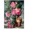 Popular Modern Art Styles Roses With Cat Diamond Painting Kits UK AF9342