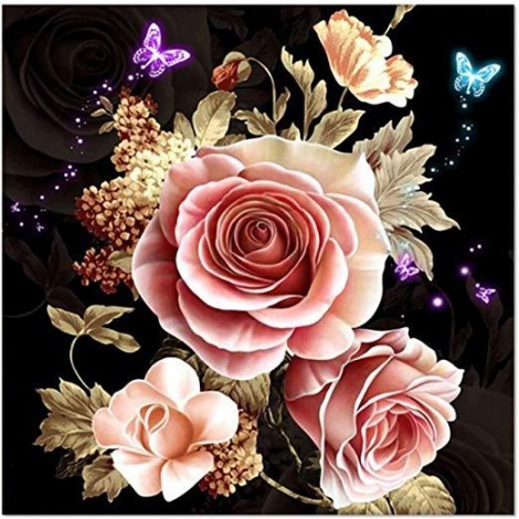Flowers and Butterfly 5d Diy Diamond Painting Kits UK KN80060