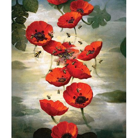 2019 New Hot Sale Red Flower Diy 5d Diamond Embroidery Painting Kits UK VM8712