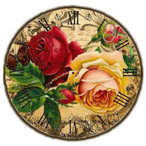 Dream Flower Clock 5d Diy Embroidery Cross Stitch Diamond Painting Kits UK NB0187