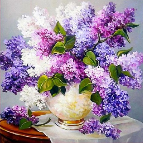 Special Square Pink And Lavender Flower 5d Diy Diamond Painting Kits UK VM3565