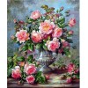 2019 Oil Painting Style Beautiful Pink Flower 5d Diamond Diy Art UK VM1989