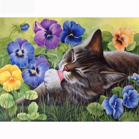 Cat Flower 5D Diy Diamond Painting Kits Uk VM90792