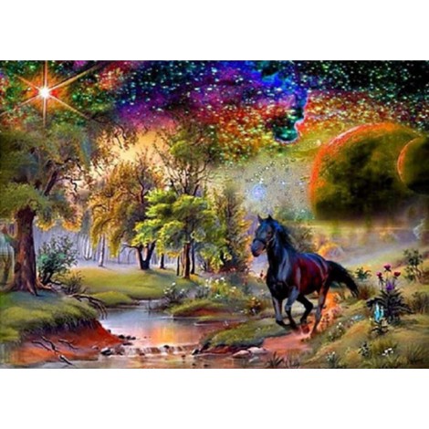 New Black Horse Full Drill 5D DIY Diamond Painting Kits UK VM92093