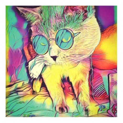 New Watercolor Cat 5d Diy Cross Stitch Diamond Painting Kits UK QB7008