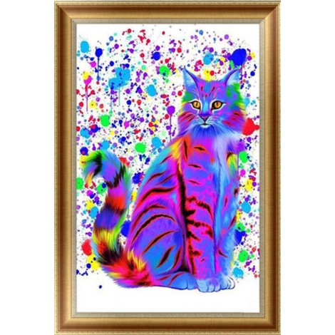 2019 New Hot Sale Wall Decor Colorful Cat 5d Diy Diamond Painting Kits UK VM4119