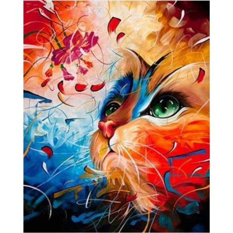 Special Dream Wall Decor Pet Colorful Cat Portrait 5d Diy Diamond Painting Kits UK VM7445
