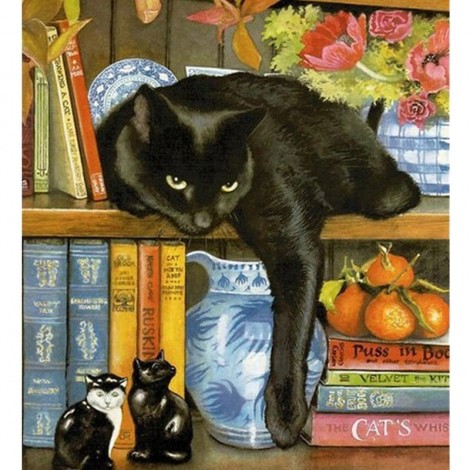 5D DIY Diamond Painting Black Cat Cross Stitch Rhinestone Art VM90403