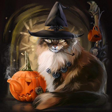2019 Halloween Cat Full Drill 5D Diy Diamond Painting Kits Uk Cross Stitch VM90188