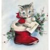 Cheap Winter Christmas Card Cat Inside Shoe 5d Diy Painting Diamond Uk VM1801