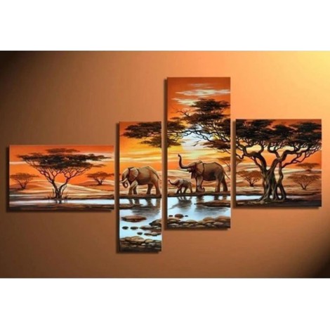 Hot Sale Large Size Elephant Family Multi Picture 5d Cross Stitch Kits UK VM8507