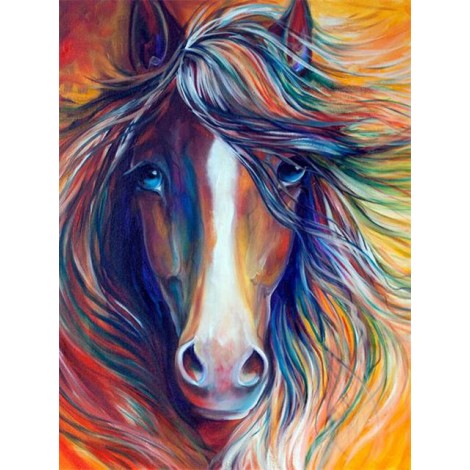 2019 Oil Painting Style Colorful Horse Close Up 5d Diamond Painting Kits UK VM1046
